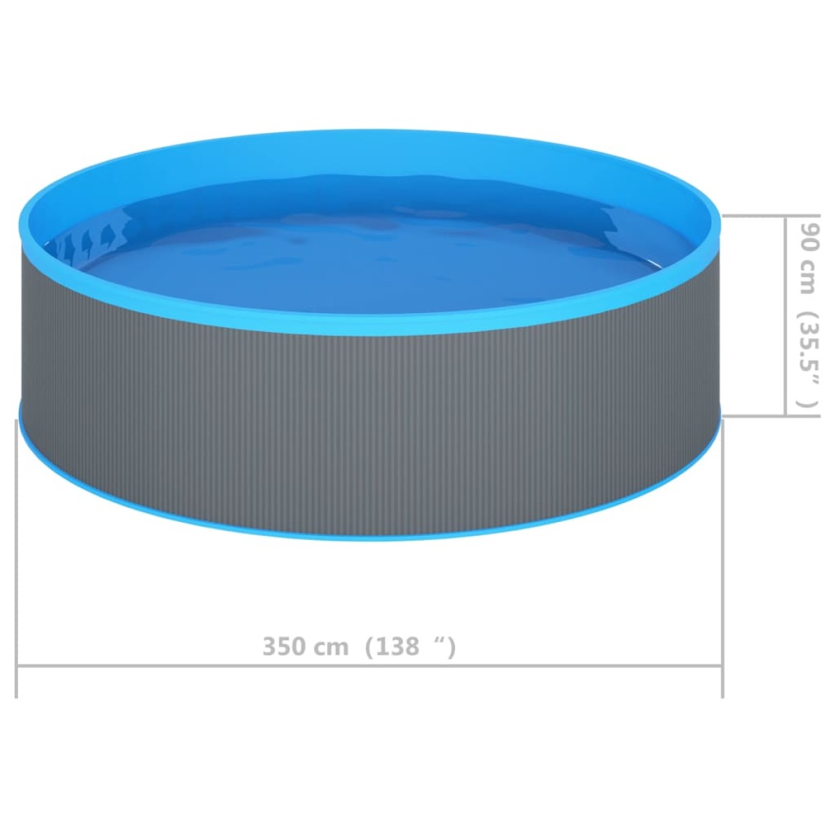 vidaXL Πισίνα Υπέργεια 350 x 90 εκ. Γκρι